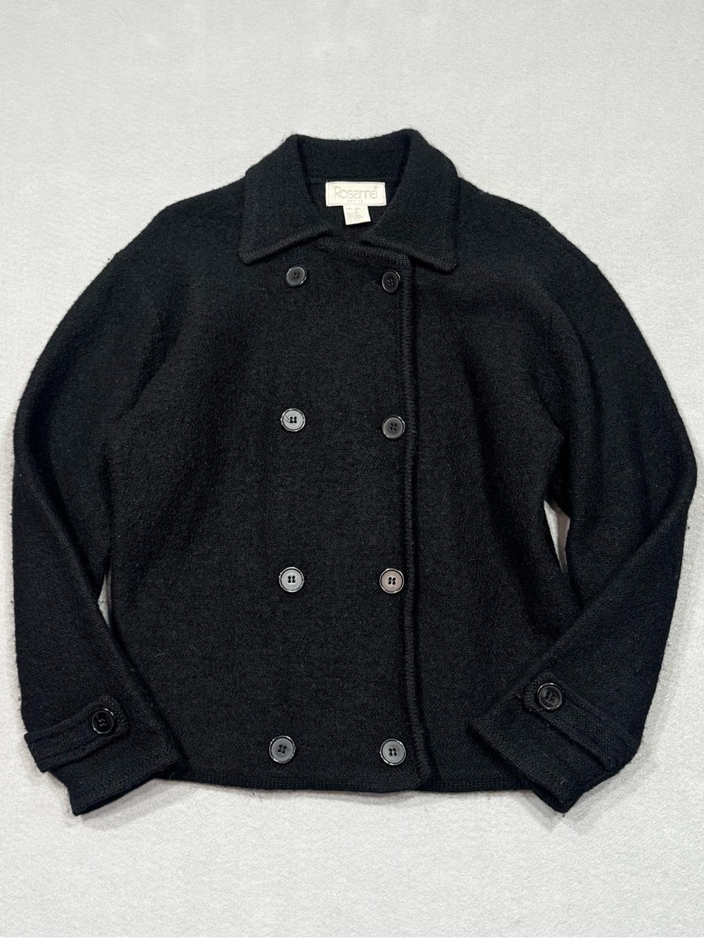 Women’s Vintage Wool Jacket Rosanna Petites Black Wool Jacket Size Small